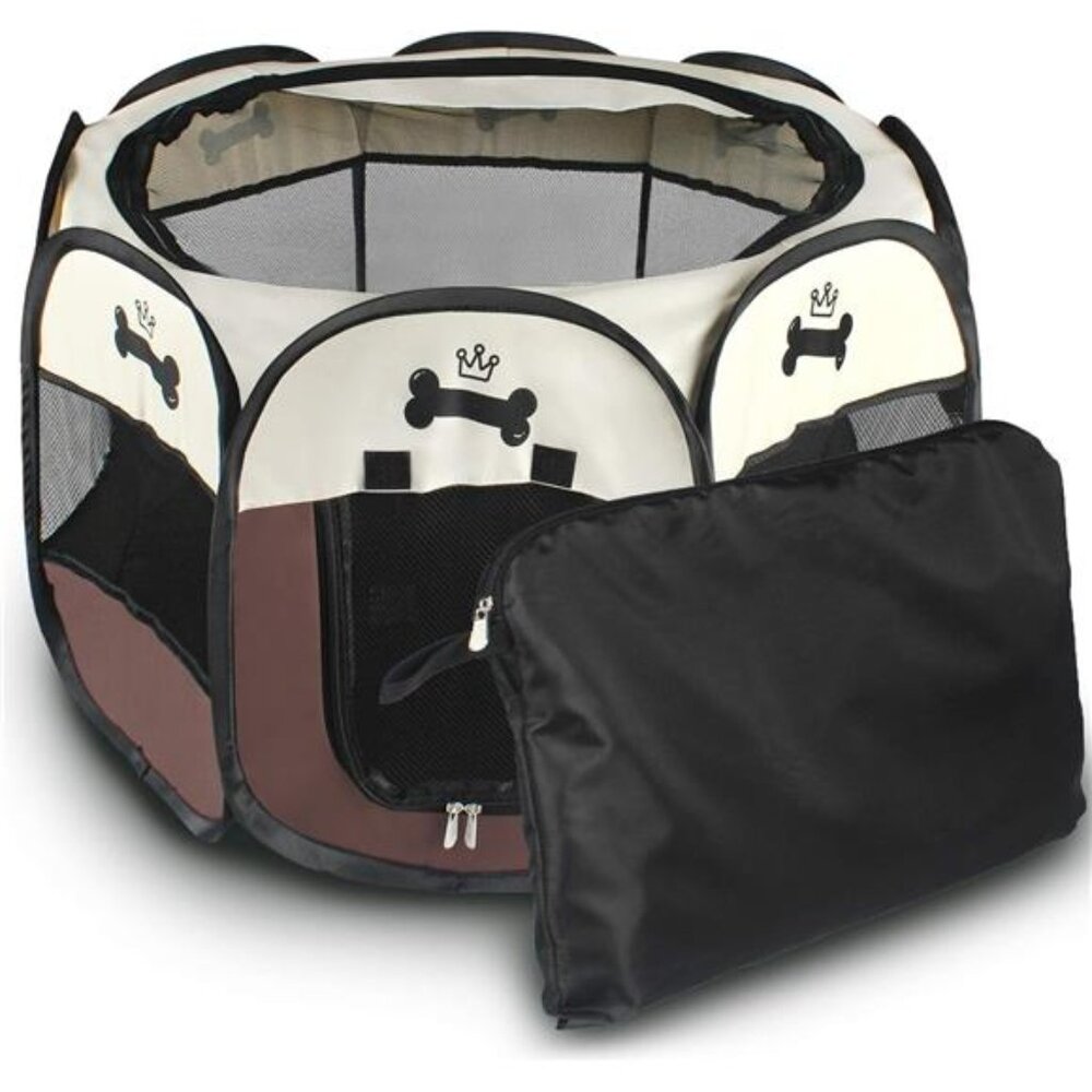 Pet Portable Foldable Playpen, Exercise 8-Panel Kennel Mesh Shade Cover Outdoor